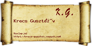 Krecs Gusztáv névjegykártya